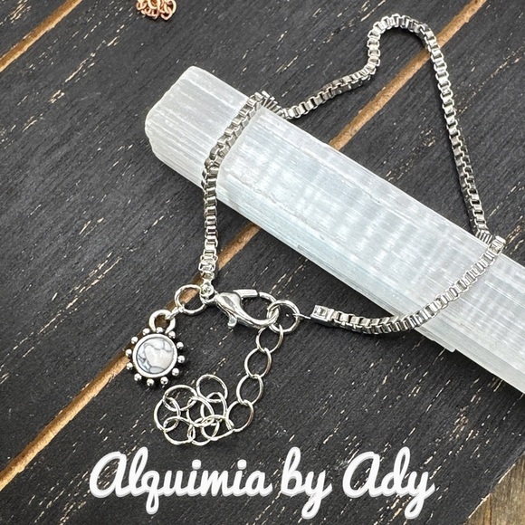Alquimia Silver Bracelet with Text Charm Howlite sun - Picture 1 of 1